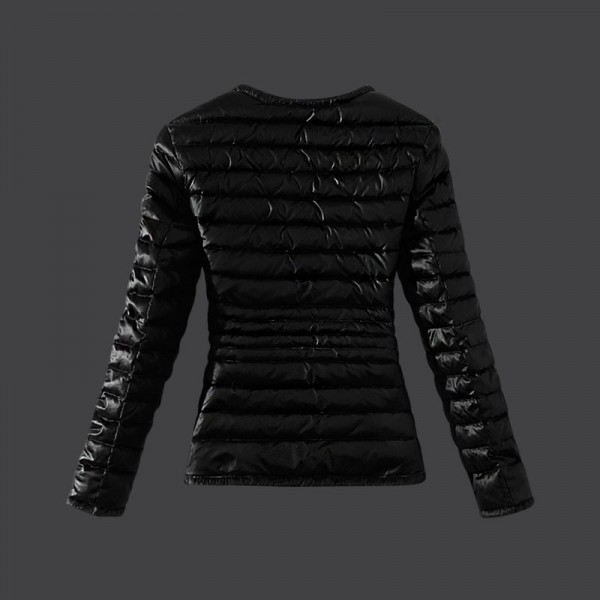 Moncler Donna Giù cappotto Inclinato Zipper Nero Presa M1061
